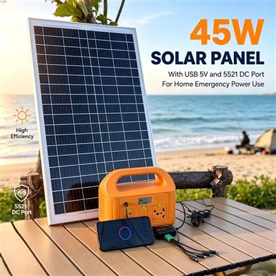 Module d'énergie solaire de panneau solaire de 45W 5V 9V 18V avec le fil de pince crocodile pour la configuration extérieure d'énergie de secours